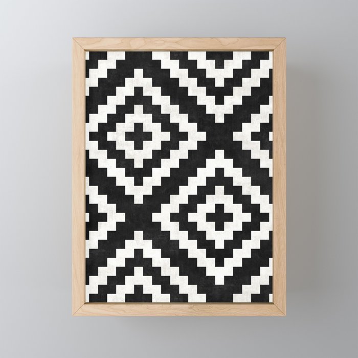 Urban Tribal Pattern No.17 - Aztec - Black and White Concrete Mini Art Print Gallery Image 1