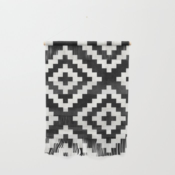 Urban Tribal Pattern No.17 - Aztec - Black and White Concrete Wall Hanging Gallery Image 1
