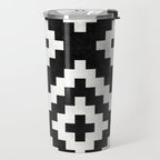 Urban Tribal Pattern No.17 - Aztec - Black and White Concrete Travel Mug Gallery Image 2