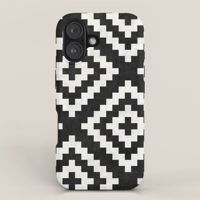 Urban Tribal Pattern No.17 - Aztec - Black and White Concrete iPhone Case Gallery Image 1