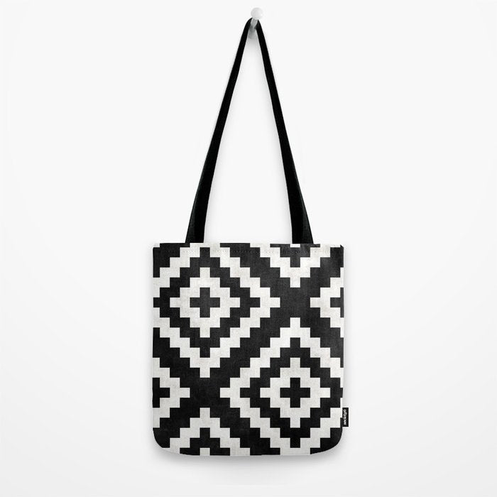 Urban Tribal Pattern No.17 - Aztec - Black and White Concrete Tote Bag Gallery Image 2