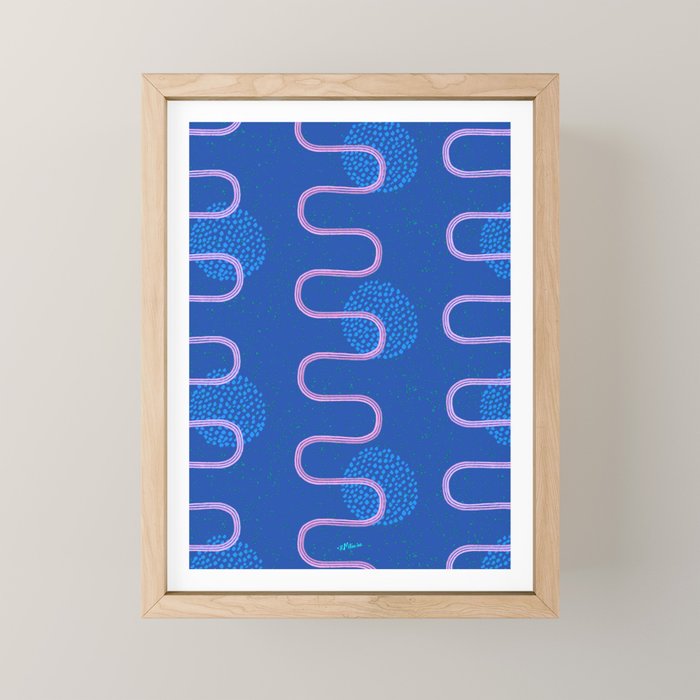 Abstract Fields in Navy Blue & Pastel Pink Mini Art Print Gallery Image 1