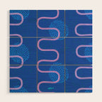 Abstract Fields in Navy Blue & Pastel Pink Wood Wall Art Gallery Image 1