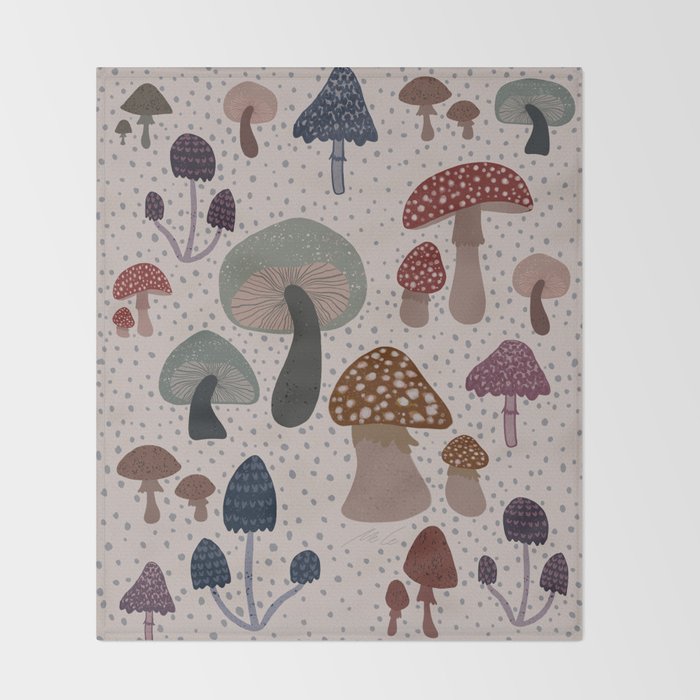 Mushroom collection_04 Throw Blanket Gallery Image 2