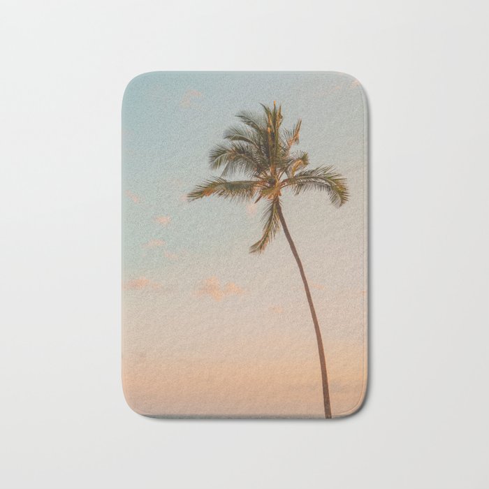 Palm Tree Sunset - Hawaii Tropical Nature Photography Bath Mat Gallery Image 1