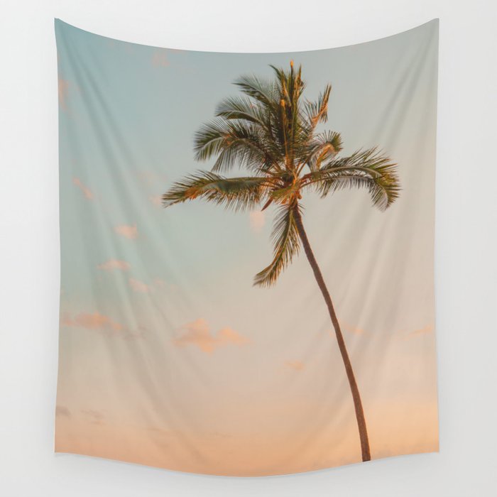 Palm Tree Sunset - Hawaii Tropical Nature Photography Wall Tapestry Gallery Image 4