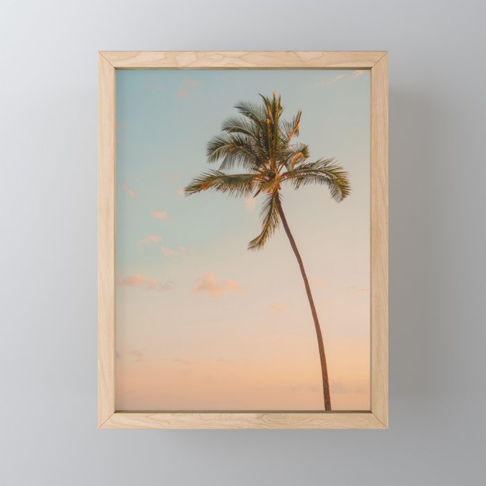 Palm Tree Sunset - Hawaii Tropical Nature Photography Mini Art Print Gallery Image 1