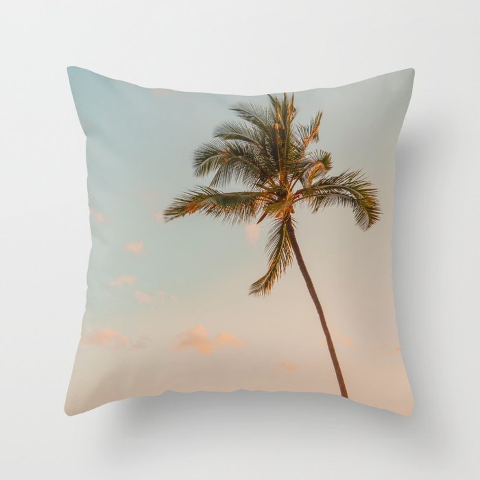 Palm Tree Sunset - Hawaii Tropical Nature Photography Throw Pillow Gallery Image 6