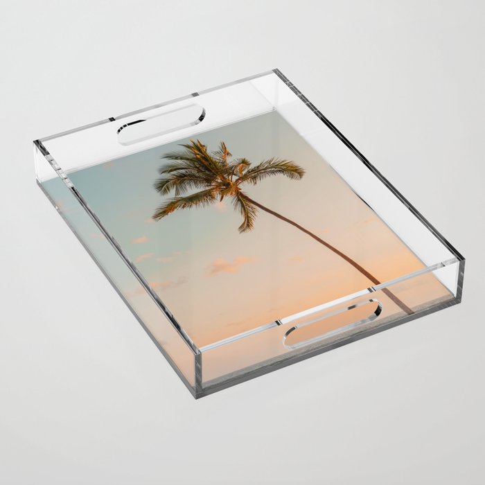 Palm Tree Sunset - Hawaii Tropical Nature Photography Acrylic Tray Gallery Image 1