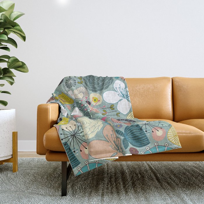 oriental blooms Throw Blanket Gallery Image 1