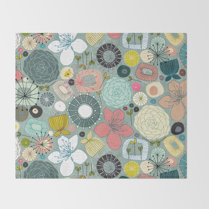 oriental blooms Throw Blanket Gallery Image 2