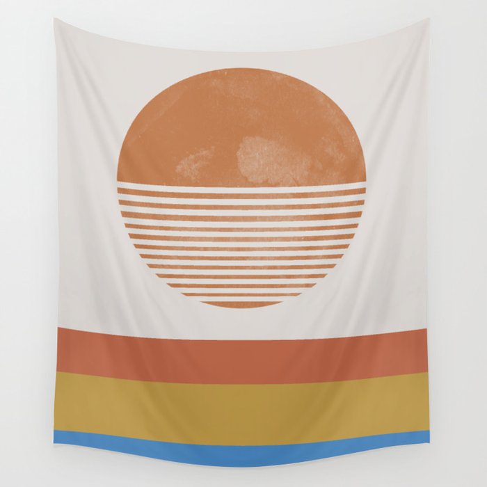 Sunshine, Modern Abstract Landscape, Sun Wall Tapestry Gallery Image 4
