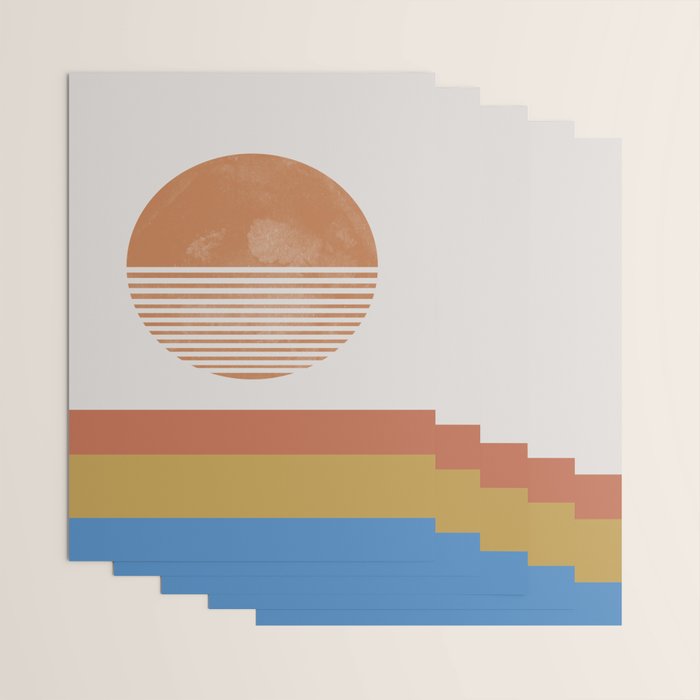 Sunshine, Modern Abstract Landscape, Sun Wrapping Paper Gallery Image 3