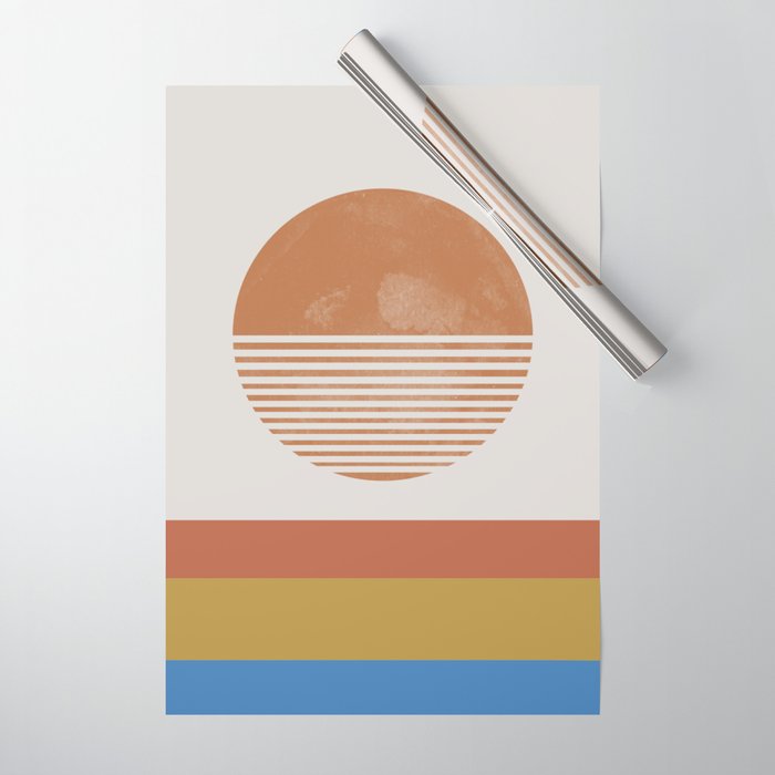 Sunshine, Modern Abstract Landscape, Sun Wrapping Paper Gallery Image 1