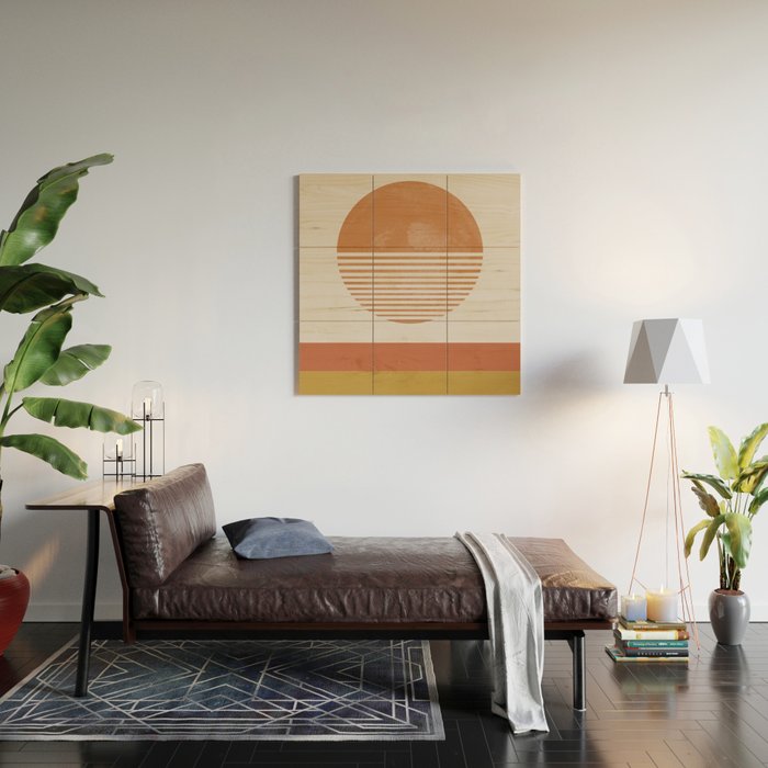 Sunshine, Modern Abstract Landscape, Sun Wood Wall Art Gallery Image 2