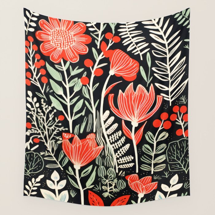 Doodle Diary Flowers Wall Tapestry Gallery Image 4