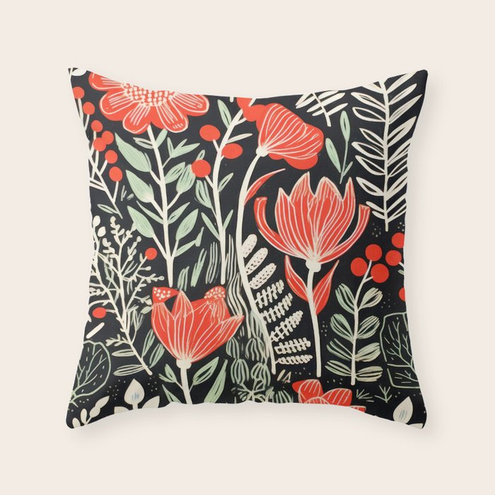 Doodle Diary Flowers Throw Pillow Gallery Image 6