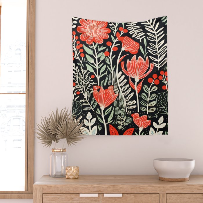 Doodle Diary Flowers Wall Tapestry Gallery Image 2