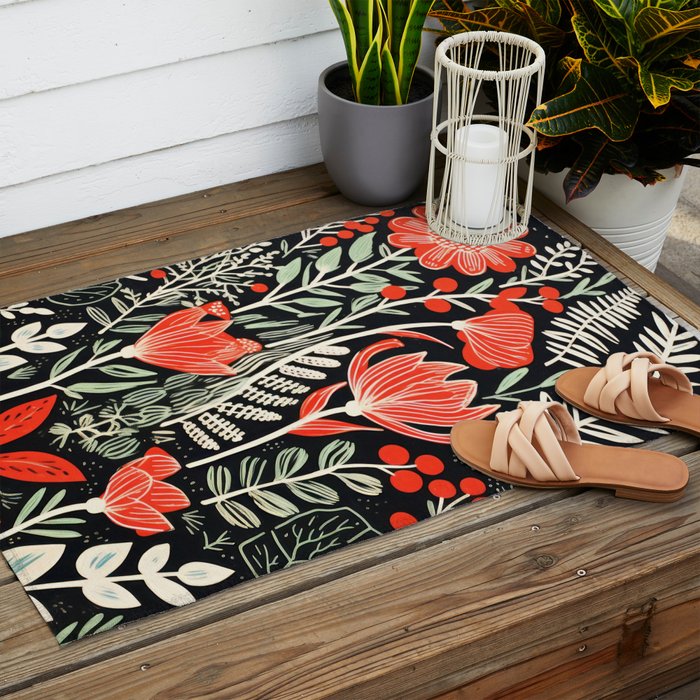 Doodle Diary Flowers Outdoor Rug Gallery Image 2