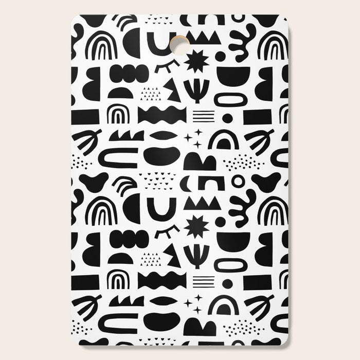 Black and white abstract organic shape pattern Cutting Board Gallery Image 1