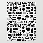 Black and white abstract organic shape pattern Poster Gallery Image 4