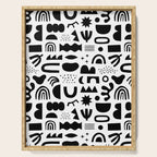 Black and white abstract organic shape pattern Serving Tray Gallery Image 1