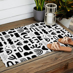 Black and white abstract organic shape pattern Outdoor Rug Gallery Image 2
