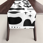 Black and white abstract organic shape pattern Table Runner Gallery Image 1