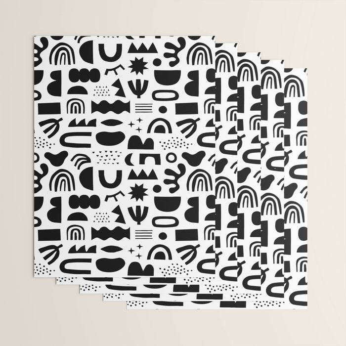 Black and white abstract organic shape pattern Wrapping Paper Gallery Image 3