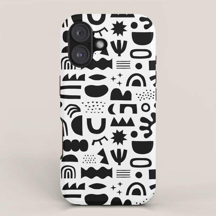 Black and white abstract organic shape pattern iPhone Case Gallery Image 1