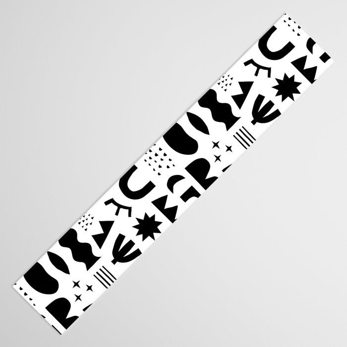 Black and white abstract organic shape pattern Table Runner Gallery Image 3