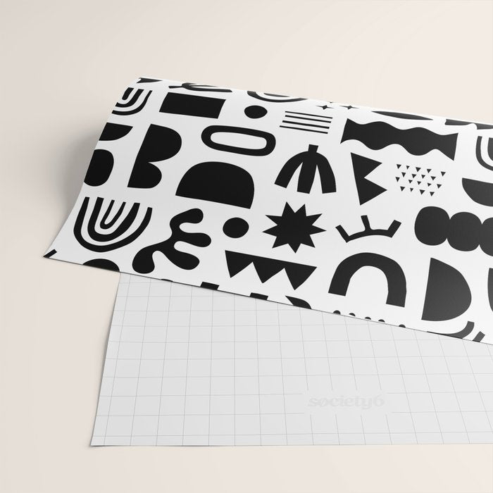 Black and white abstract organic shape pattern Wrapping Paper Gallery Image 2