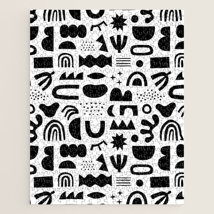 Black and white abstract organic shape pattern Jigsaw Puzzle Gallery Image 1