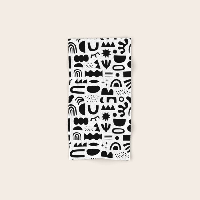 Black and white abstract organic shape pattern Bath Towel Gallery Image 1