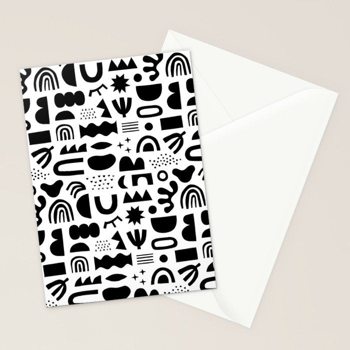 Black and white abstract organic shape pattern Stationery Card Gallery Image 2
