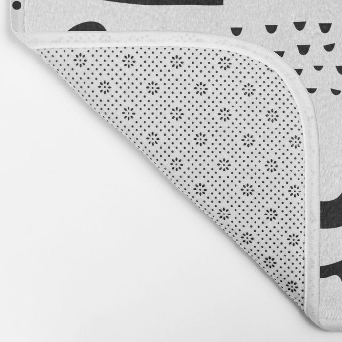 Black and white abstract organic shape pattern Bath Mat Gallery Image 2