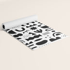 Black and white abstract organic shape pattern Yoga Mat Gallery Image 2