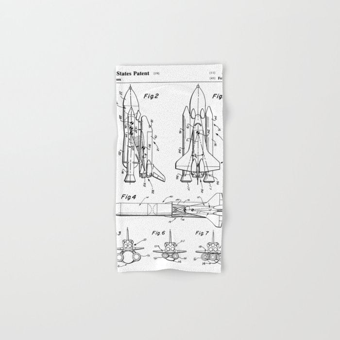Nasa Space Shuttle Patent - Nasa Shuttle Art - Black And White Towels Gallery Image 1