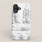 Nasa Space Shuttle Patent - Nasa Shuttle Art - Black And White iPhone Case Gallery Image 1