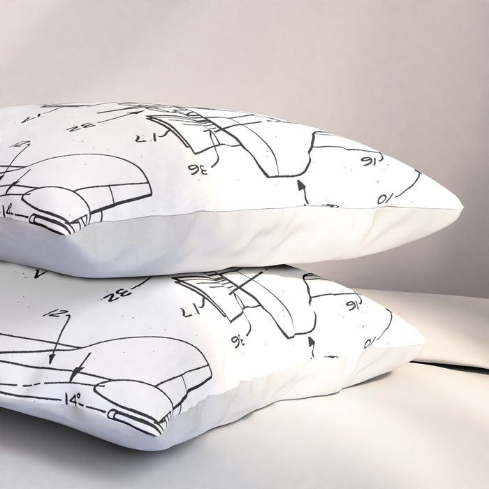 Nasa Space Shuttle Patent - Nasa Shuttle Art - Black And White Pillow Sham Gallery Image 3
