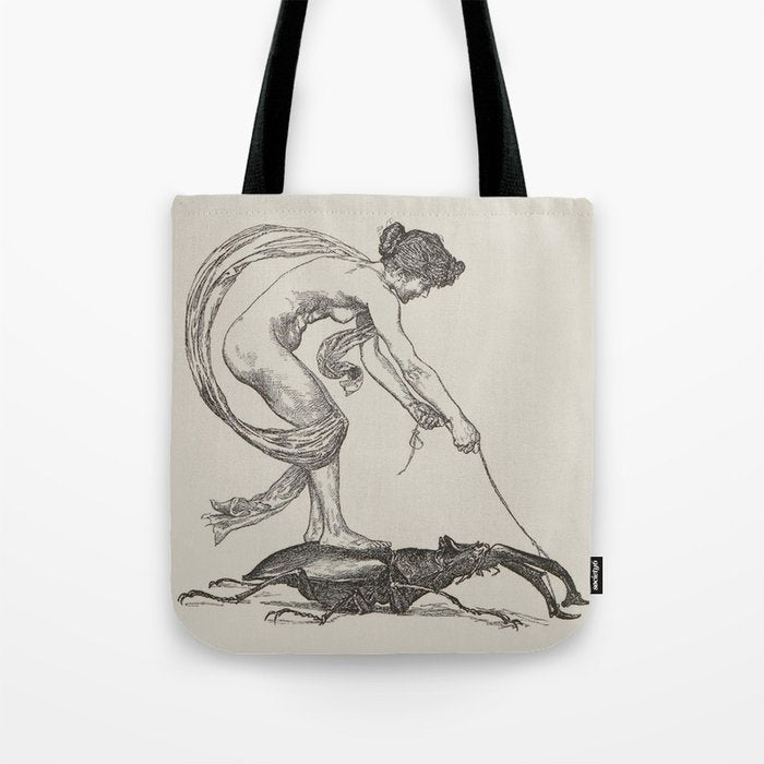 Nude Classical Woman Riding a Beetle 1895-1896 Tote Bag Gallery Image 1