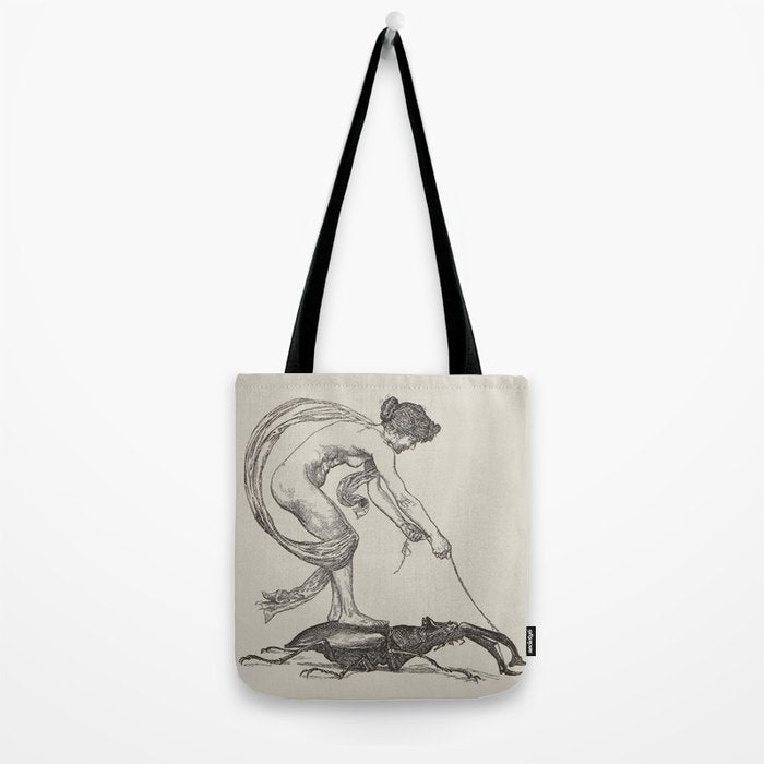 Nude Classical Woman Riding a Beetle 1895-1896 Tote Bag Gallery Image 2