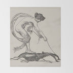 Nude Classical Woman Riding a Beetle 1895-1896 Throw Blanket Gallery Image 2
