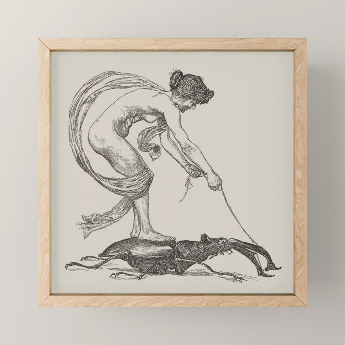 Nude Classical Woman Riding a Beetle 1895-1896 Mini Art Print Gallery Image 1