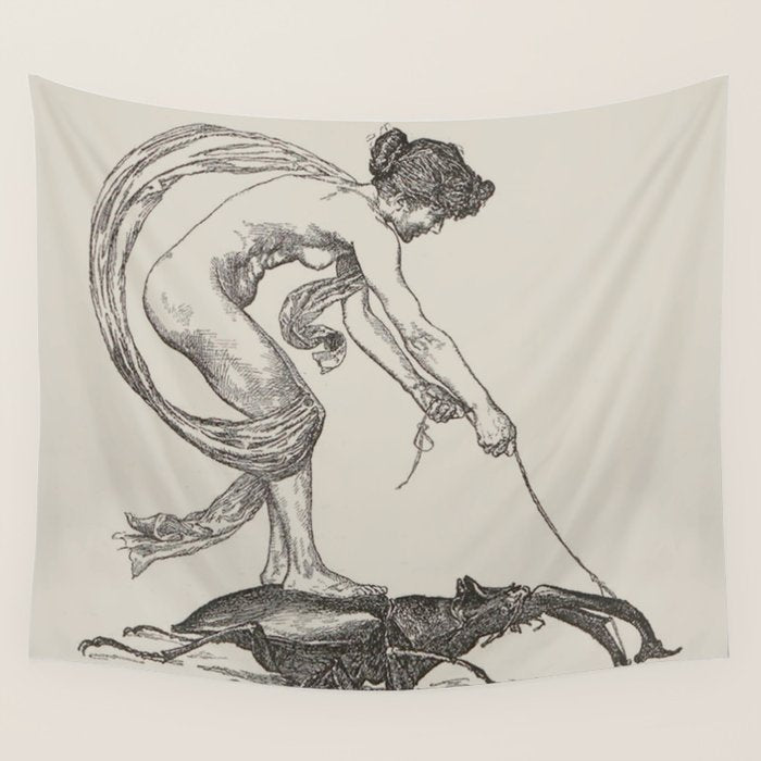 Nude Classical Woman Riding a Beetle 1895-1896 Wall Tapestry Gallery Image 4