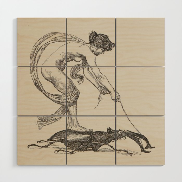 Nude Classical Woman Riding a Beetle 1895-1896 Wood Wall Art Gallery Image 1