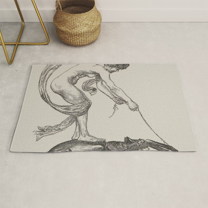 Nude Classical Woman Riding a Beetle 1895-1896 Rug Gallery Image 1