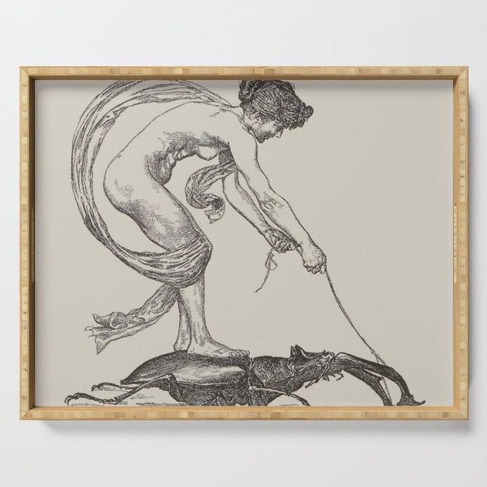 Nude Classical Woman Riding a Beetle 1895-1896 Serving Tray Gallery Image 1