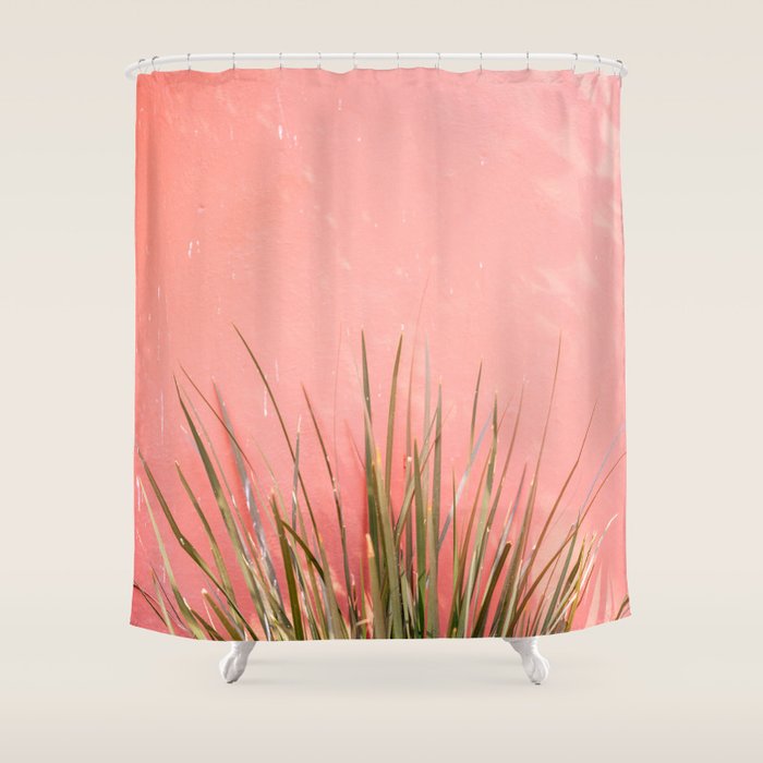 Green on Pink | Mexico travel photography print | Botanical San Miguel de Allende Shower Curtain Gallery Image 1