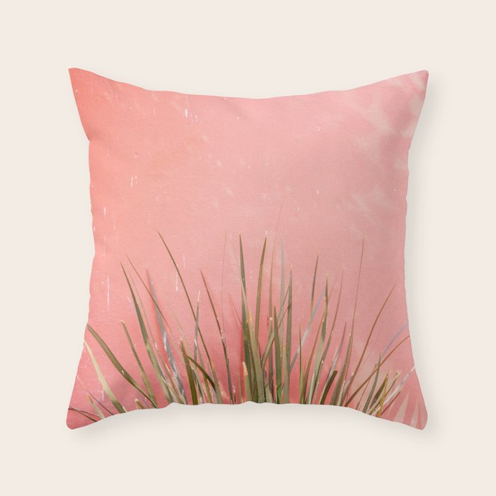 Green on Pink | Mexico travel photography print | Botanical San Miguel de Allende Throw Pillow Gallery Image 1
